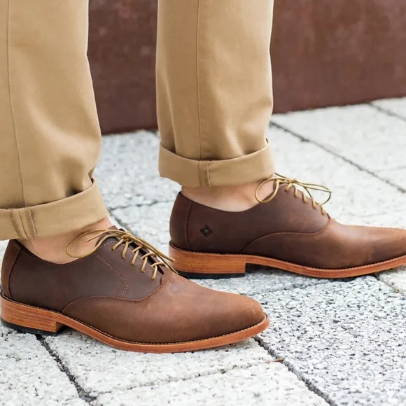 Nisolo Calano Oak Color Oxford Elegant Leather Men's Shoes - Picture 1 of 12